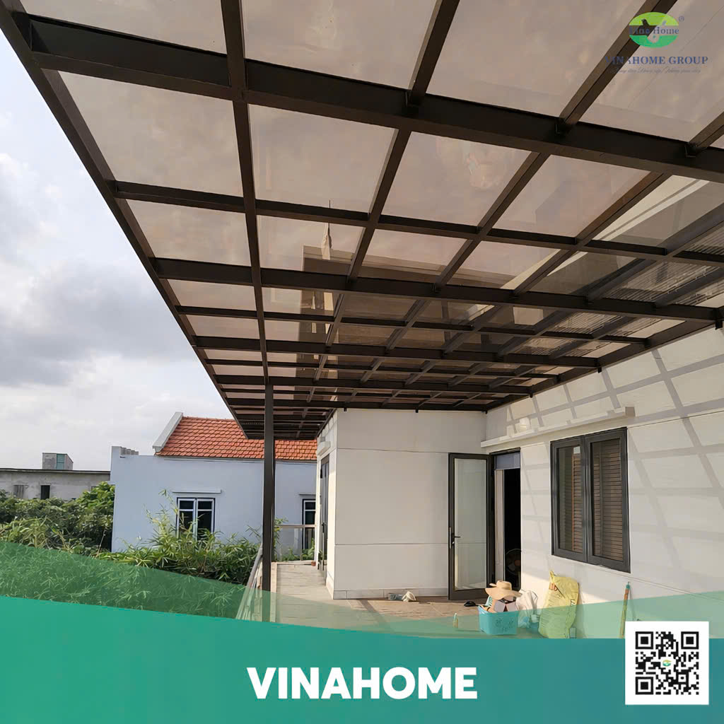 Gợi ý lợp mái poly màu nâu trà - Vừa cản nắng, vừa lấy sáng mát dịu