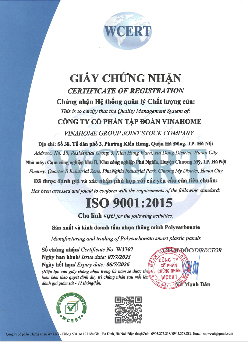 ISO 9001  2015 VINAHOME