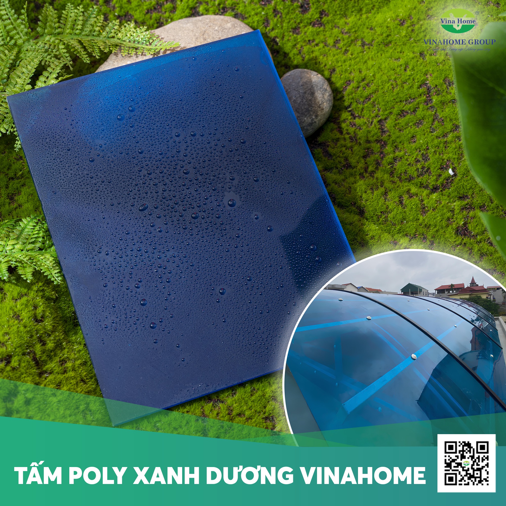 Tấm Polycarbonate Vinahome màu xanh