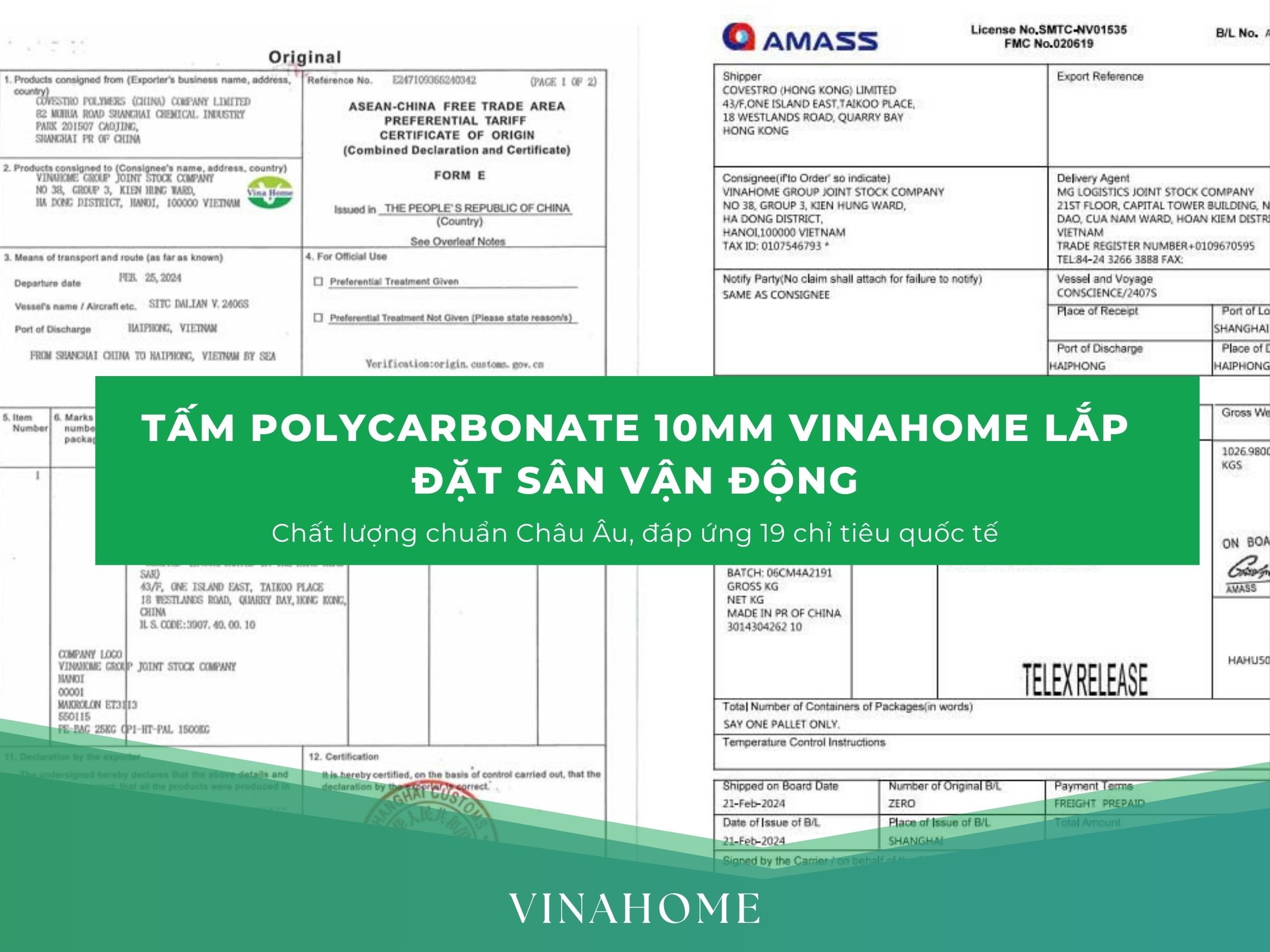 Tấm Polycarbonate 10mm Vinahome lắp đặt sân vận động - Chất lượng chuẩn Châu Âu, đáp ứng 19 chỉ tiêu quốc tế