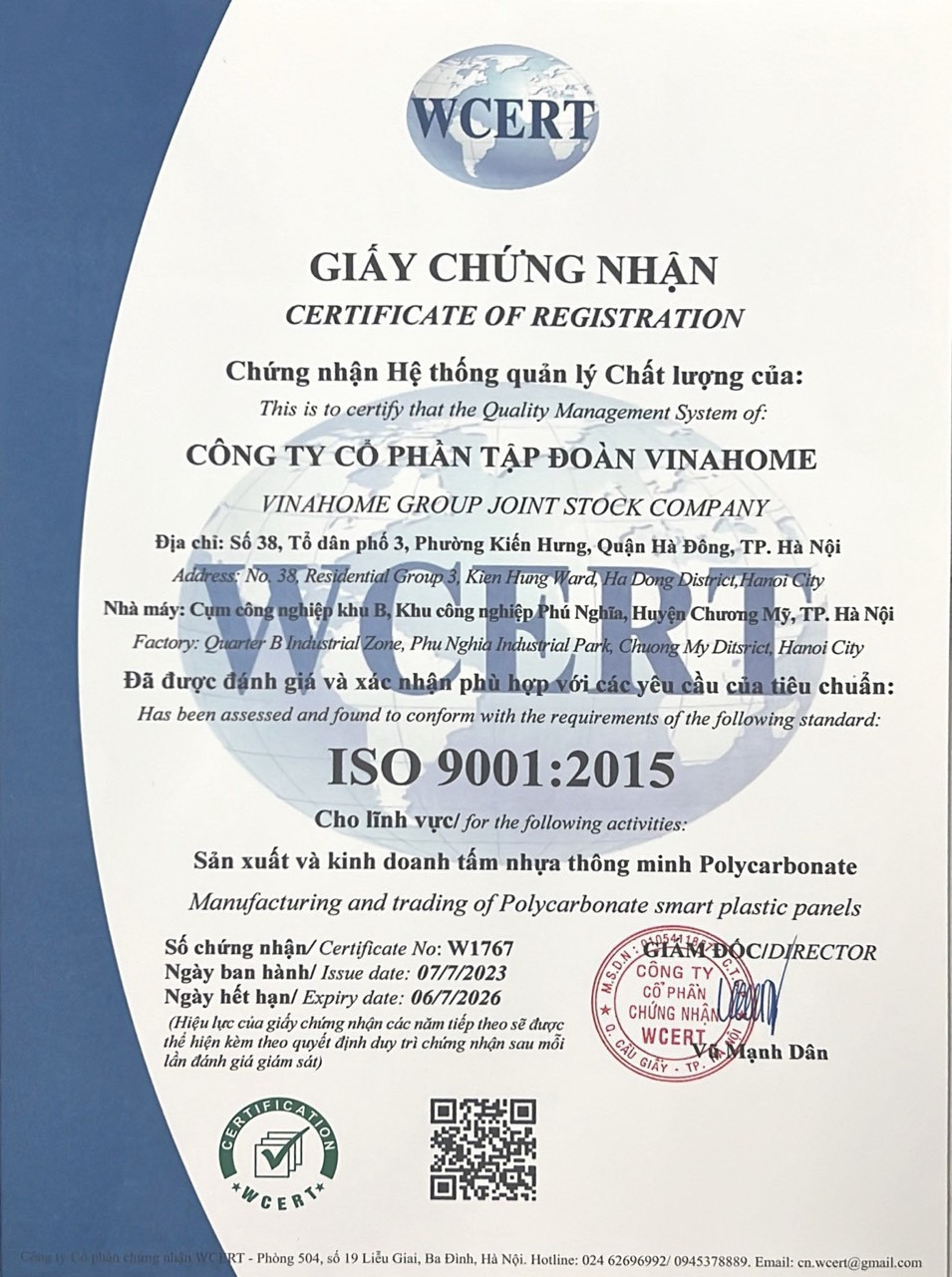 Vinahome đạt tiêu chuẩn quốc gia TCVN 10103:2013